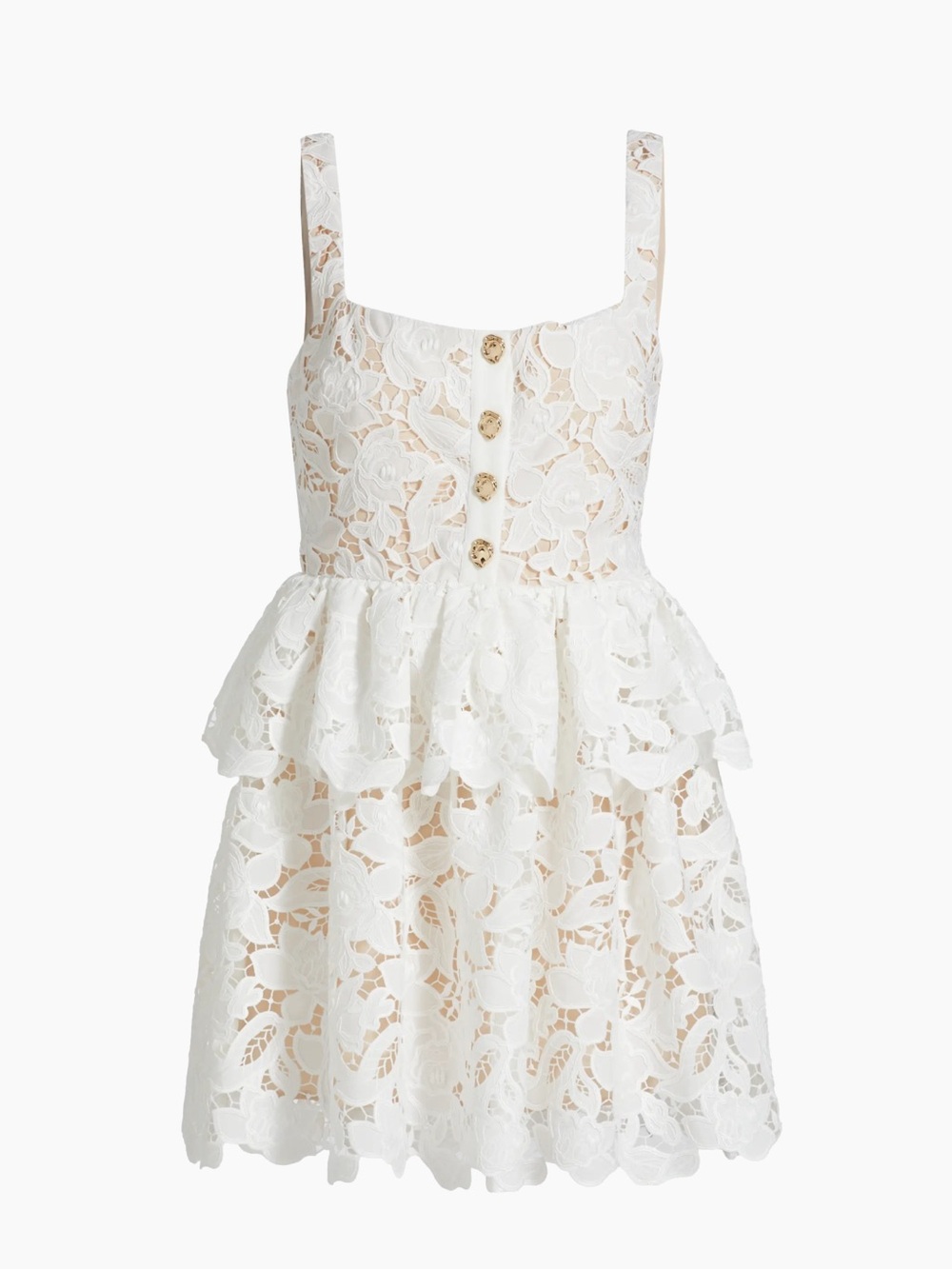 Self-Portrait Lace Tiered Peplum A-Line Minidress Size 8 6204